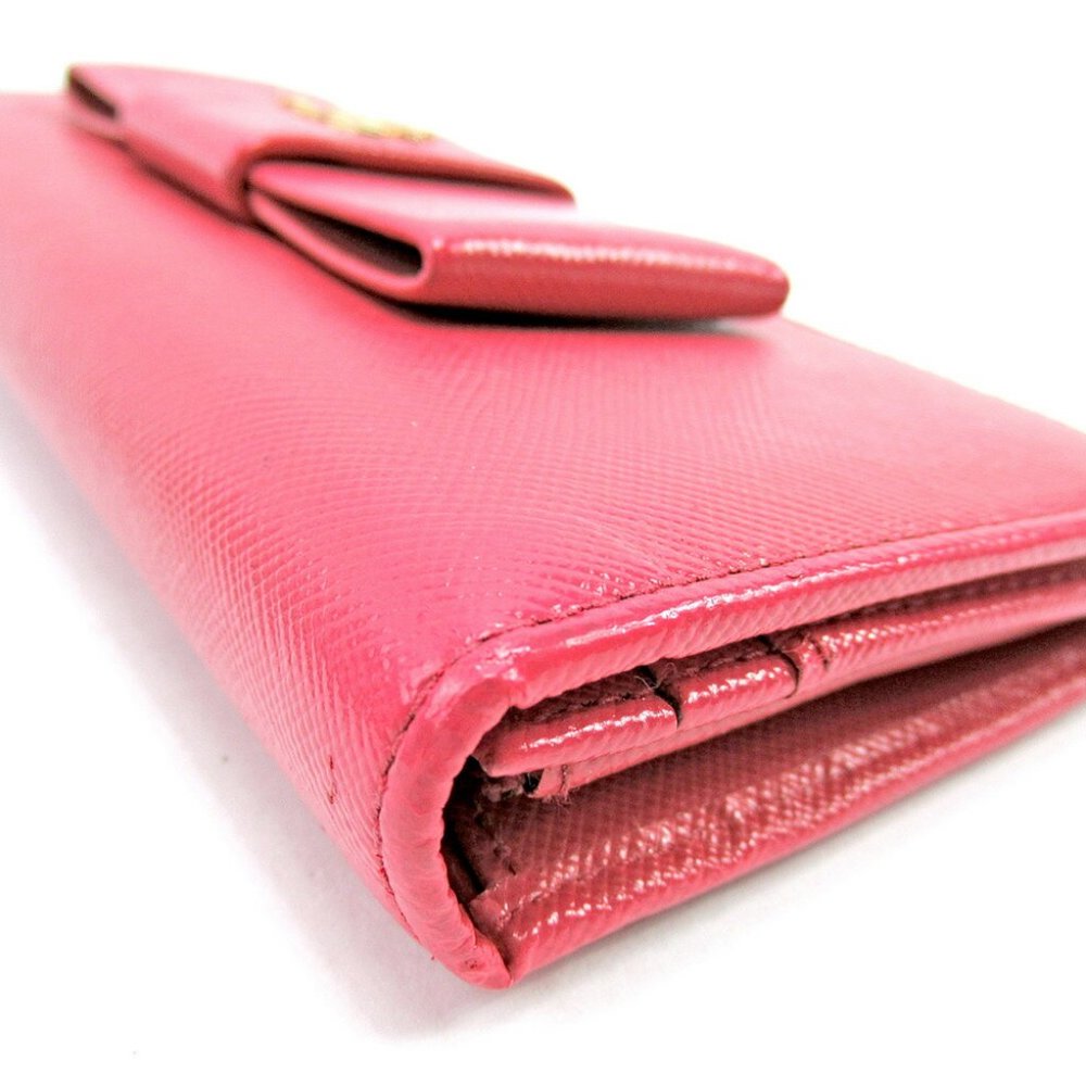 Authentic PRADA purse zippered purse ladies ribbon motif pink leather sale - Picture 7 of 9